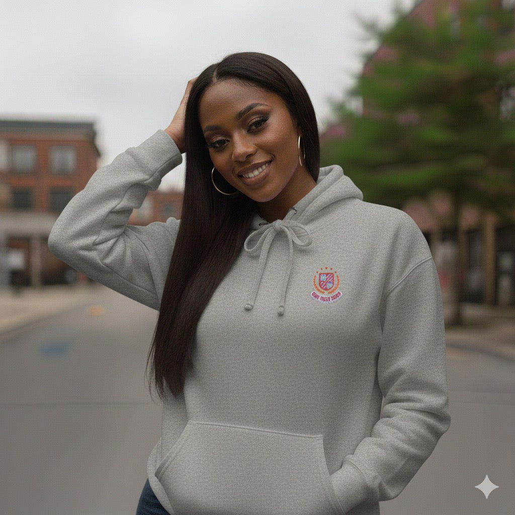She Rich Core White Fleece Hoodie – $45